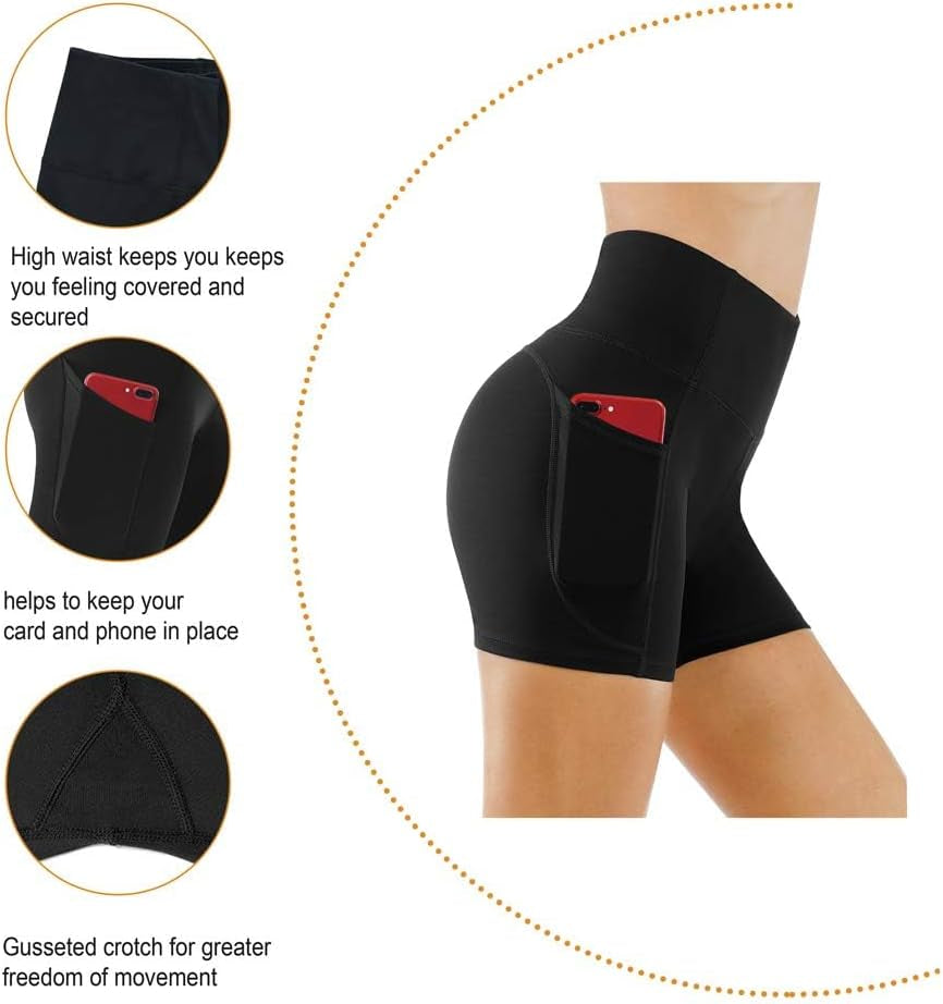 Elevate Your Workout with Our High Waist Tummy Control Yoga Shorts – Perfect for Running & Fitness, Plus Deep Pockets!
